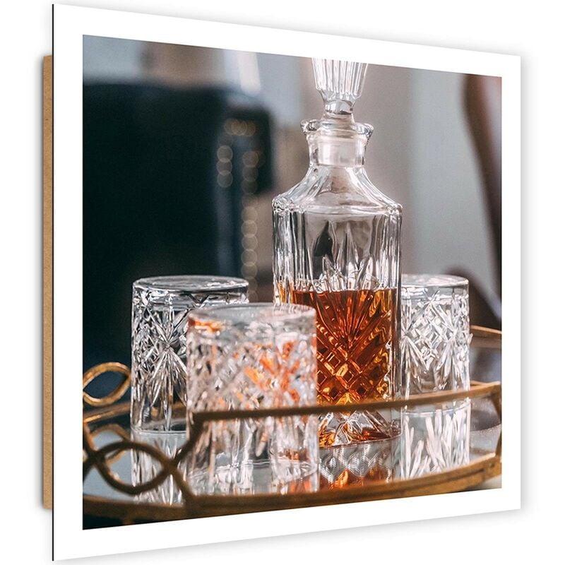 foto del prodotto quadro deco panel, whisky - decanter e bicchieri - 30x30