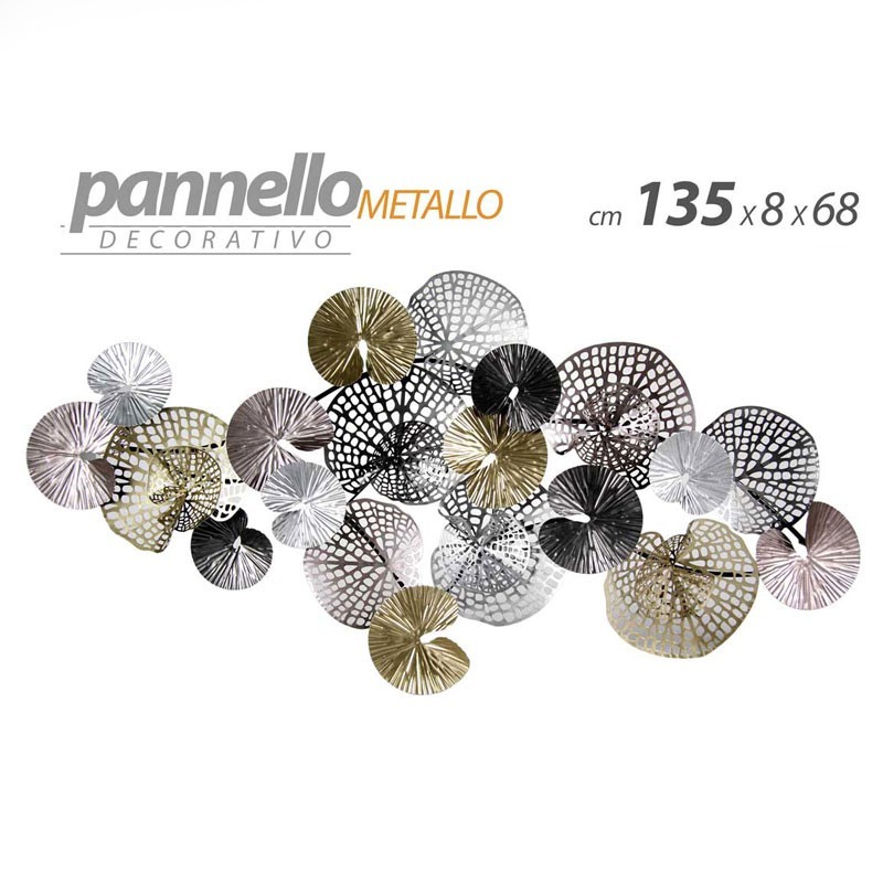 foto del prodotto quadro in metallo decorazione a parete fiori cm 135 x 8 x 68 h