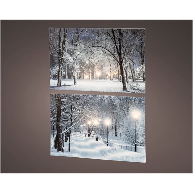 foto del prodotto quadro led paesaggi innevati 58x1,5x38cm 6 led 2 modelli assortiti