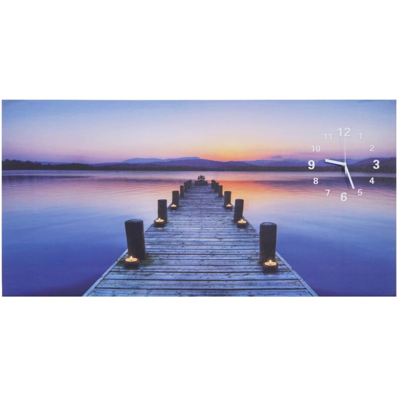 foto del prodotto quadro led su tela illuminata da parete orologio da parete ponte timer 110x55 cm 040003566