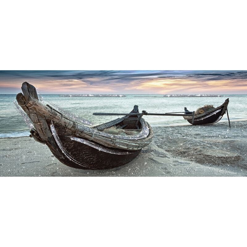 foto del prodotto quadro lupia dipinto brillantinato brillant 52x122 canoe