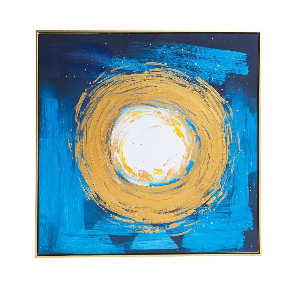foto del prodotto quadro olio su tela vortice 80x80 cornice oro quadro4