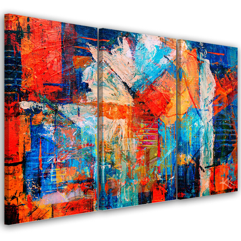foto del prodotto quadro su tela 3 paneli, mano di astrazione arancione -pinto - 60x40