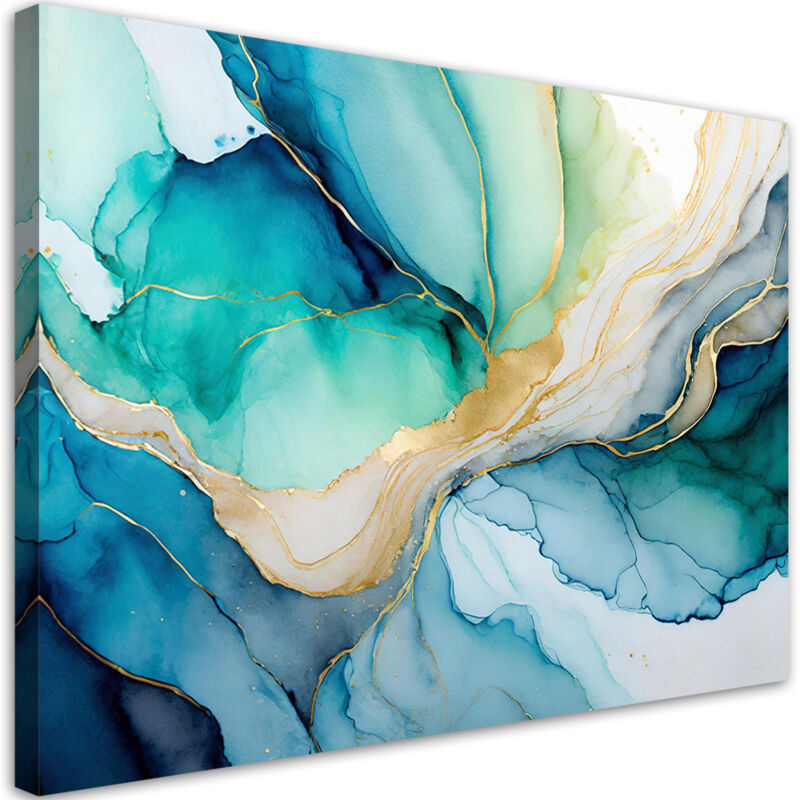 foto del prodotto quadro su tela, acquerello astratto blu - 60x40