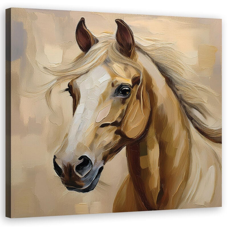 foto del prodotto quadro su tela, animali dipinti cavallo - 50x50