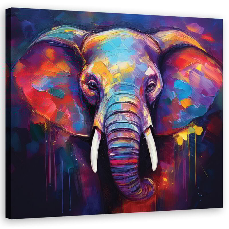foto del prodotto quadro su tela, animali pop art elefante - 40x40