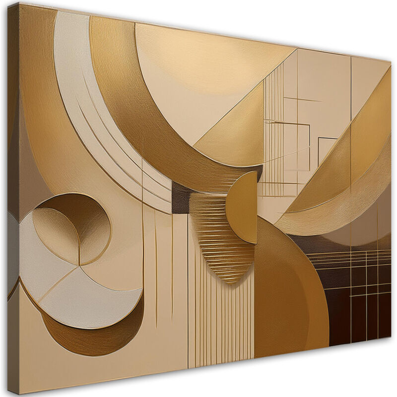 foto del prodotto quadro su tela, astrazione geometrica beige - 60x40