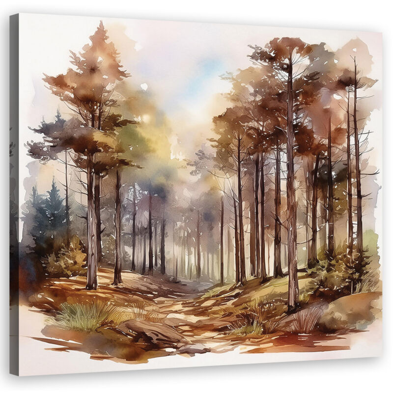 foto del prodotto quadro su tela, autunno foresta alberi natura 40x40