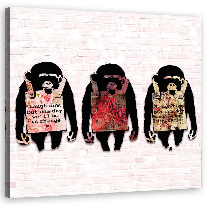 foto del prodotto quadro su tela, banksy ride le scimmie - 60x60