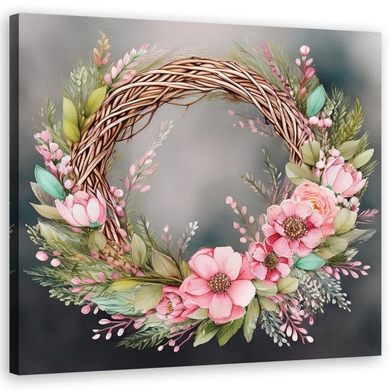 foto del prodotto quadro su tela, bouquet di fiori shabby chic 30x30