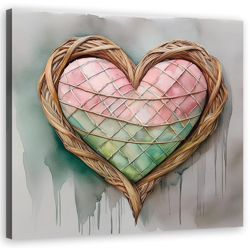 foto del prodotto quadro su tela, cuore d amore shabby chic 40x40