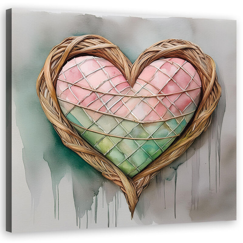 foto del prodotto quadro su tela, cuore d'amore shabby chic - 50x50