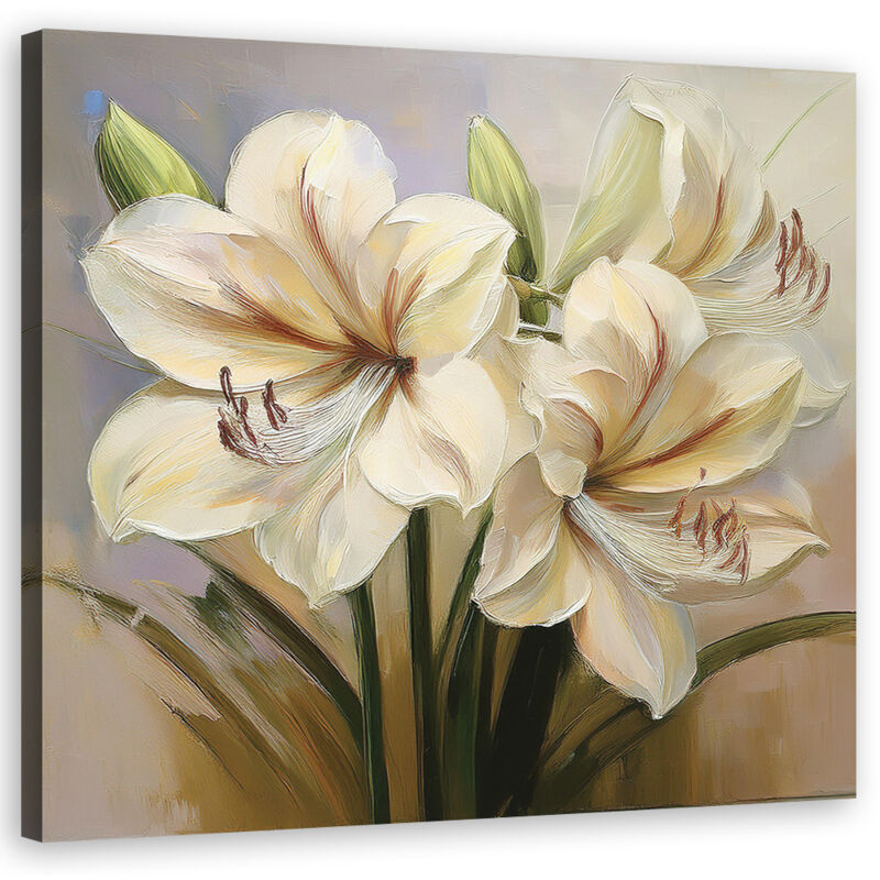 foto del prodotto quadro su tela, fiore di giglio dipinto 30x30