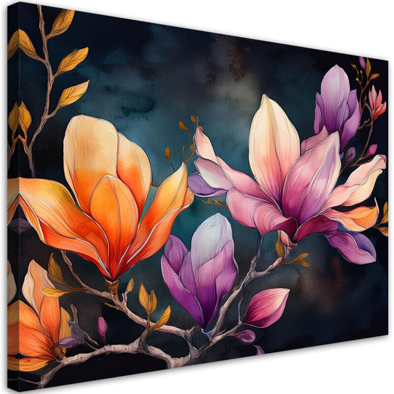 foto del prodotto quadro su tela, fiore di magnolia dipinto - 60x40