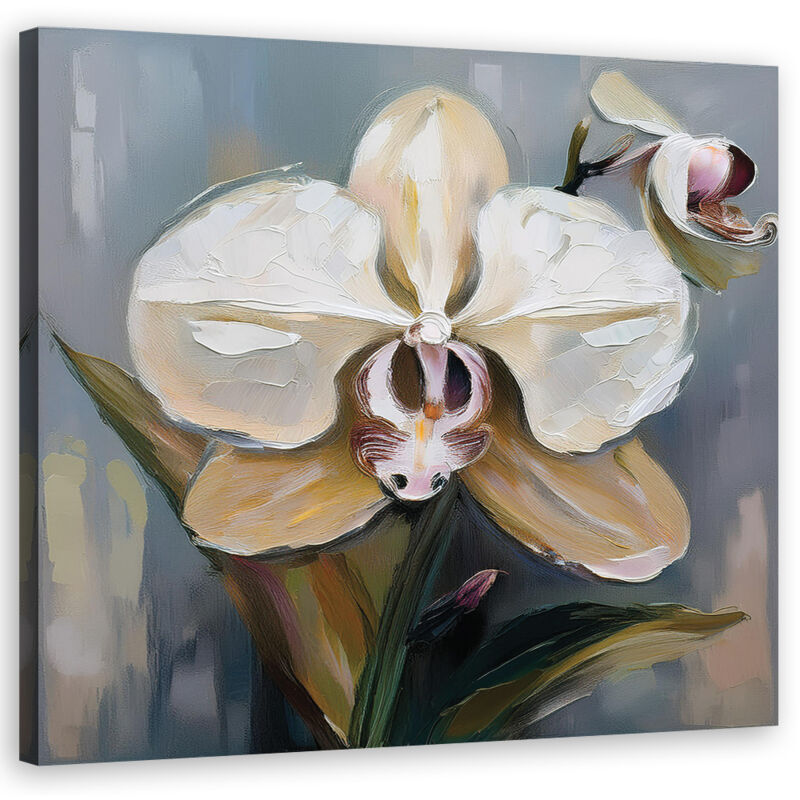 foto del prodotto quadro su tela, fiore di orchidea dipinto 30x30