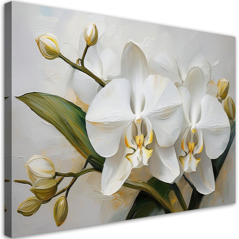 foto del prodotto quadro su tela, fiore di orchidea dipinto 60x40