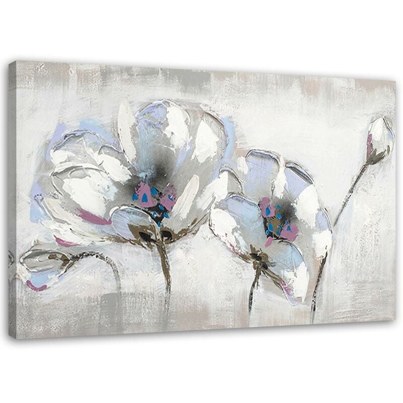 foto del prodotto quadro su tela, fiori bianchi come dipinti - 100x70