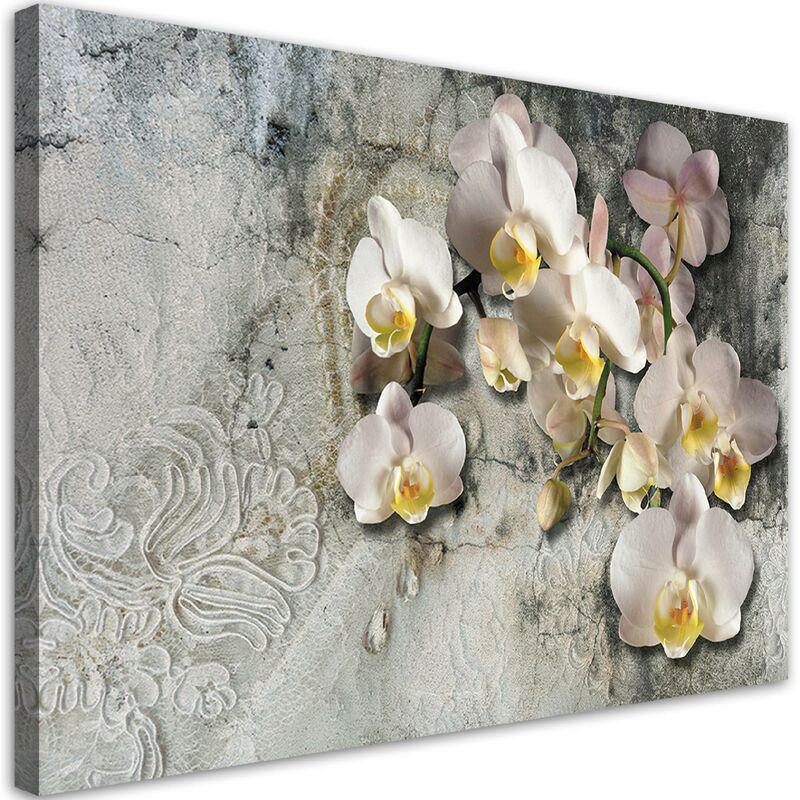 foto del prodotto quadro su tela, fiori di orchidee soleggiate 60x40