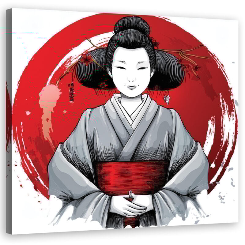 foto del prodotto quadro su tela, geisha giapponese ukiyo e 30x30