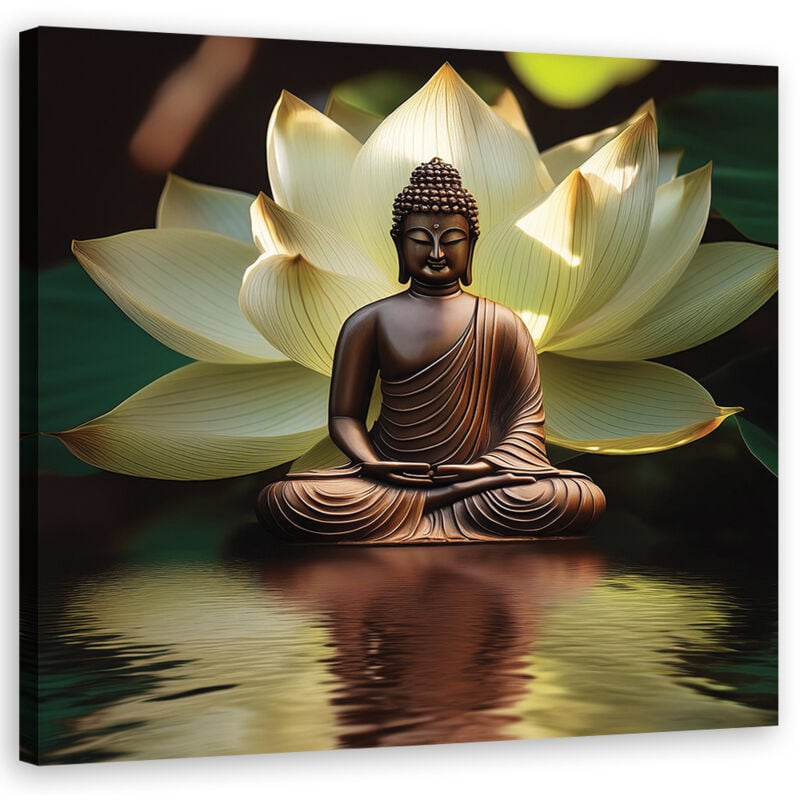 foto del prodotto quadro su tela, ninfea buddha zen 30x30