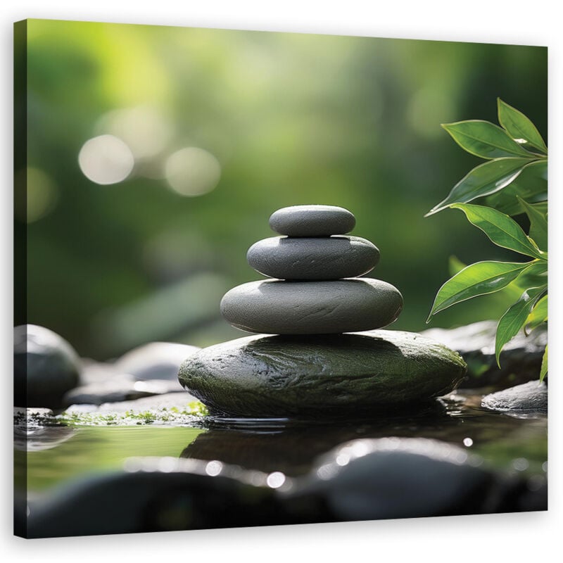 foto del prodotto quadro su tela, pietre natura zen 40x40
