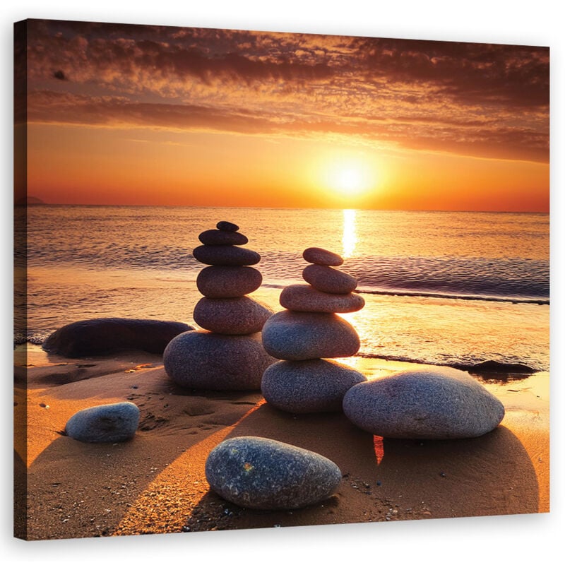 foto del prodotto quadro su tela, tramonto pietre zen 30x30