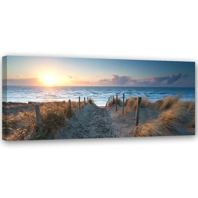 foto del prodotto quadro su tela, tramonto sul mare 120x40