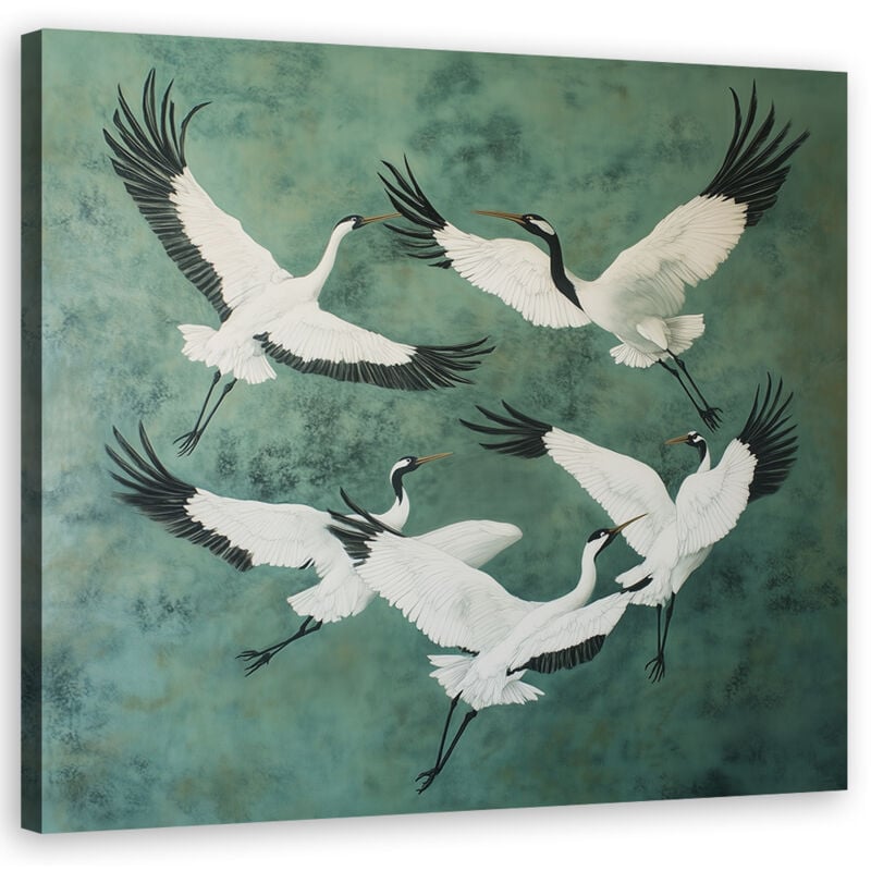 foto del prodotto quadro su tela, uccelli animali verde 30x30