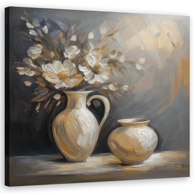 foto del prodotto quadro su tela, vaso di fiori natura morta 30x30