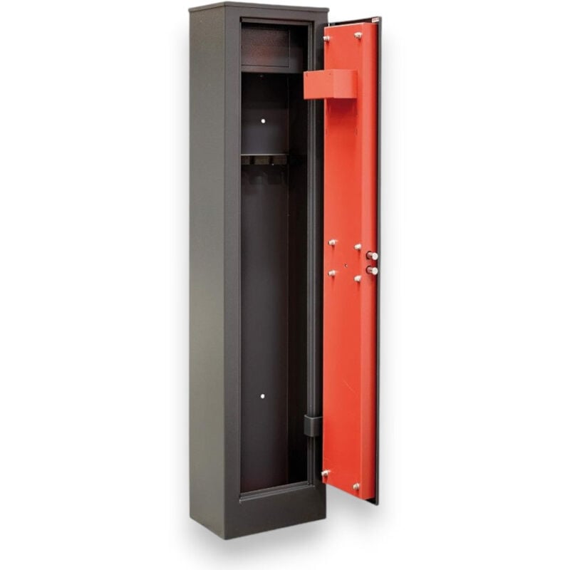 foto del prodotto quality armadio portafucili con tesoretto struttura acciaio predisposizione ancoraggio parete chiusura catenacci serratura sicurezza 43x30xh145