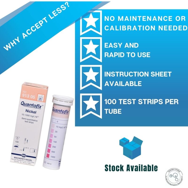 foto del prodotto quantofix 1138895 nickel test stick, 6 mm x 95 mm (confezione da 100)