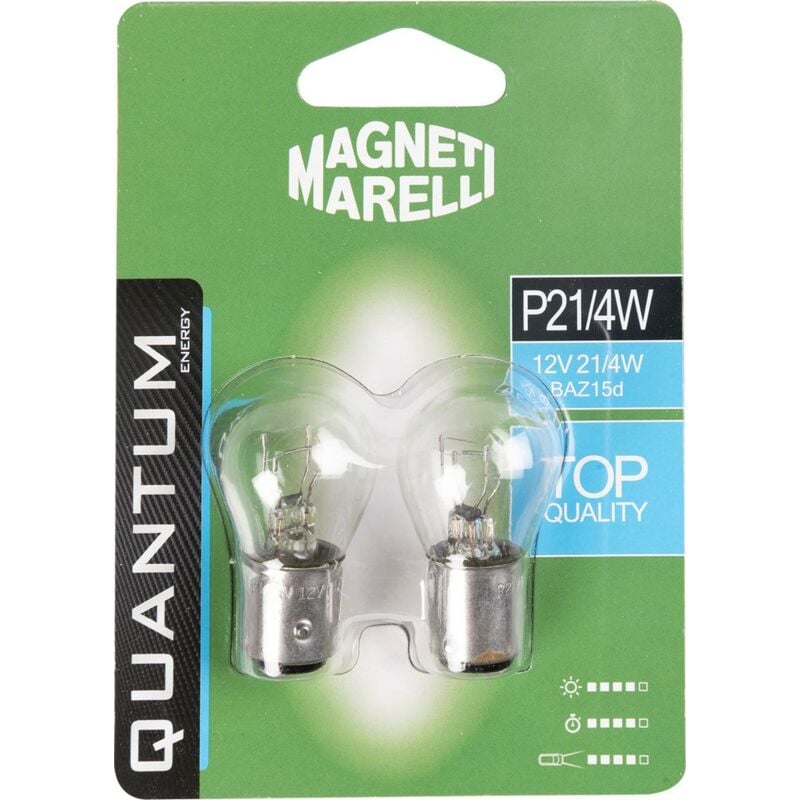 foto del prodotto quantum energy magneti marelli p21 4w coppia lampadine auto biluce 12v 21 4w attacco baz15d