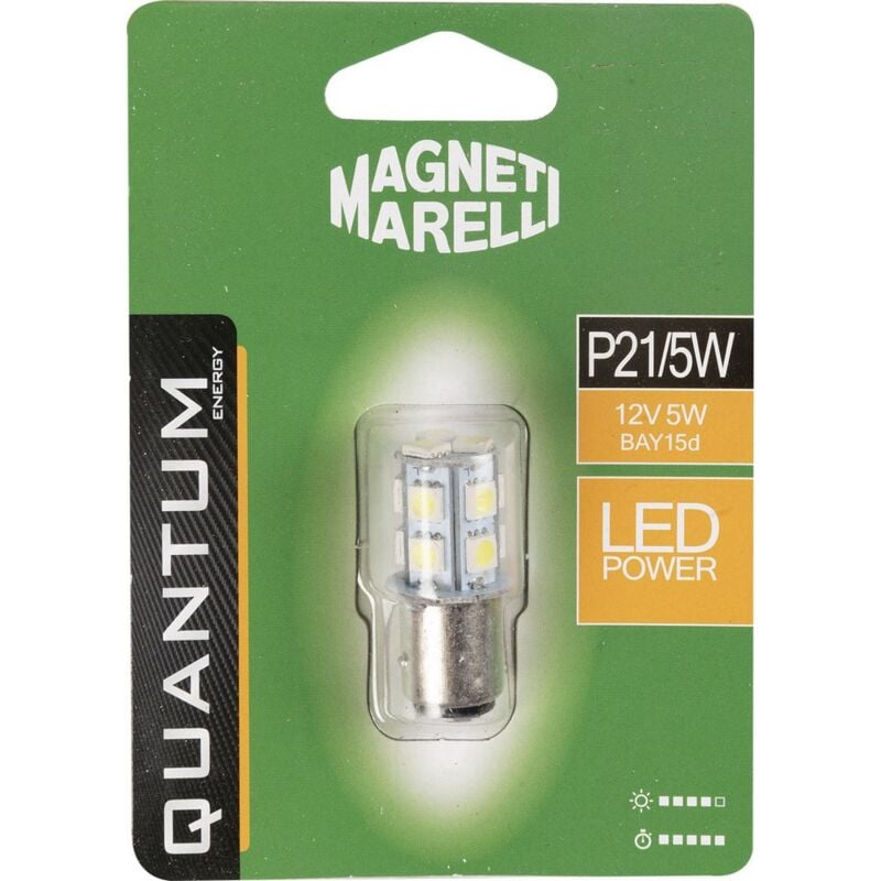 foto del prodotto quantum energy magneti marelli p21 5w lampadina singola auto led smd 12v 5w attacco bay15d