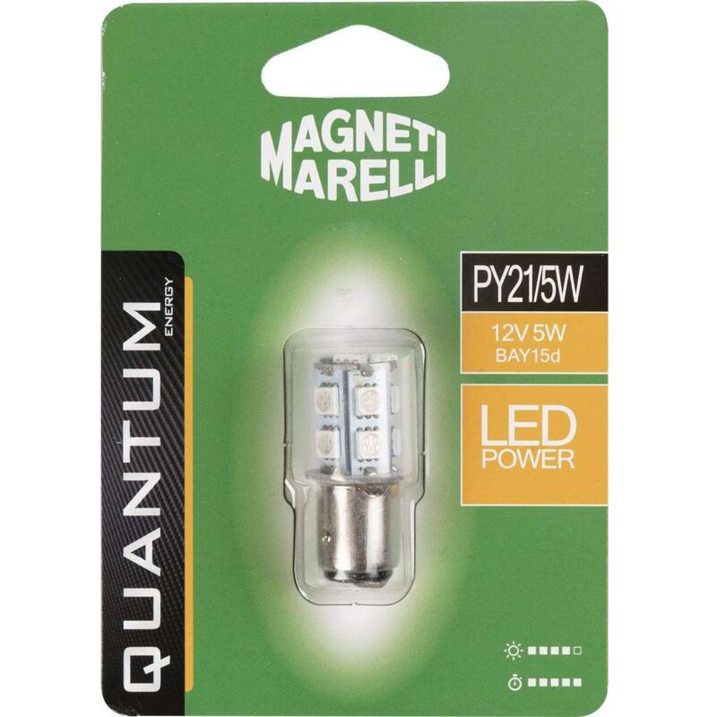 foto del prodotto quantum energy magneti marelli py21 5w lampadina auto singola led smd 12v 5w attacco bay15d