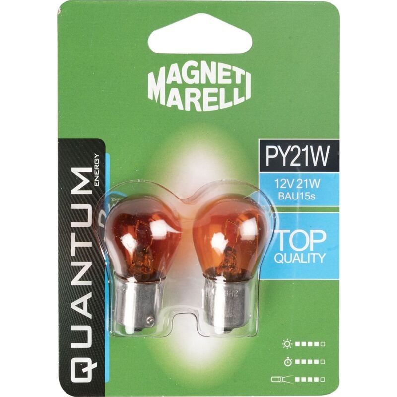 foto del prodotto quantum energy magneti marelli py21w coppia lampadine auto arancioni 12v 21w attacco bau15s