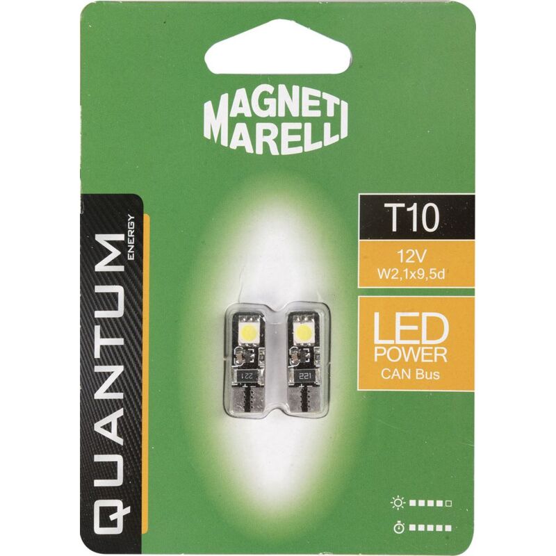 foto del prodotto quantum energy magneti marelli t10 coppia di lampadine auto led 2smd 12v attacco w2,1x9,5d