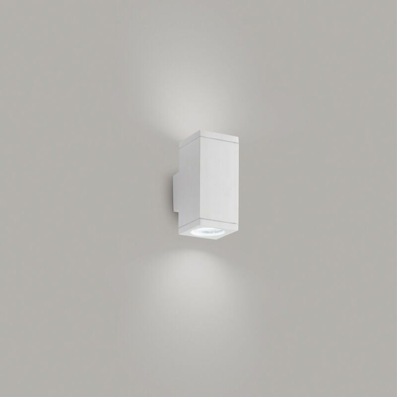 foto del prodotto quarondo applique 2 luci alluminio quadrato colore bianco doppia emissione attacco gu10