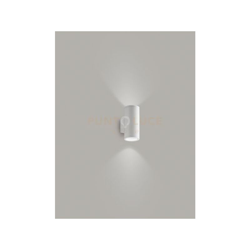 foto del prodotto quarondo applique 2 luci tondo alluminio per esterni colore bianco doppia emissione attacco gu10