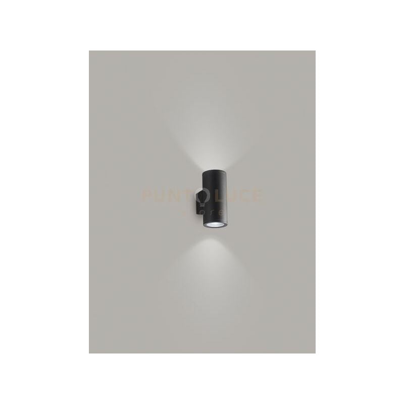 foto del prodotto quarondo applique 2 luci tondo alluminio per esterni colore grafite doppia emissione attacco gu10