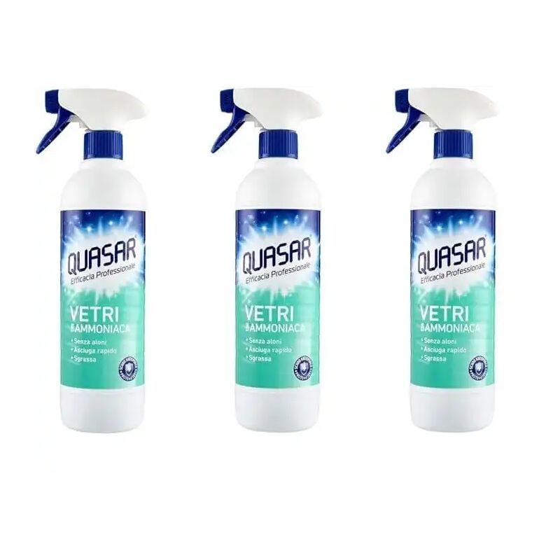 foto del prodotto quasar detergente vetri con ammoniaca spray 580ml confezione da 3