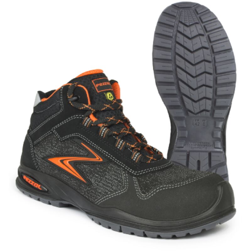 foto del prodotto quattro s3 scarpe da lavoro alte invernali antinfortunistiche n.43 in pu tek nera e arancione metal free made in italy idrorepellenti nero 
