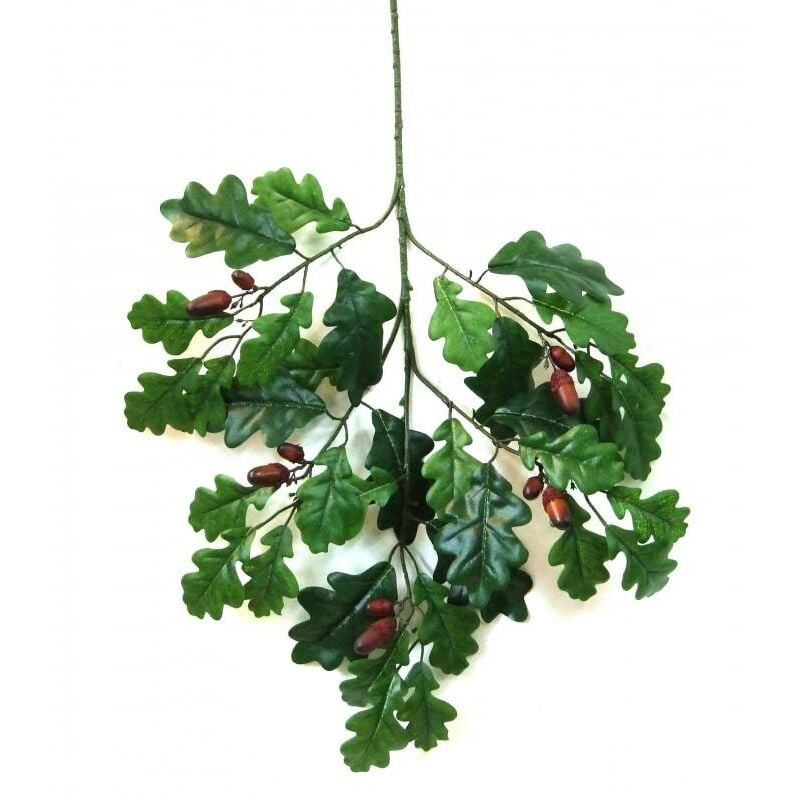 foto del prodotto quercia ramo artificiale con 35 foglie verde con ghiande uvr h 70 cm