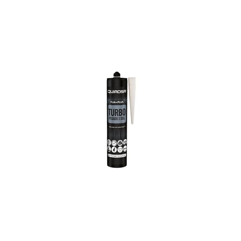 foto del prodotto quiadsa adesivo polimerico elastico rapido fija plus turbo per interni ed esterni, bianco 290 ml 