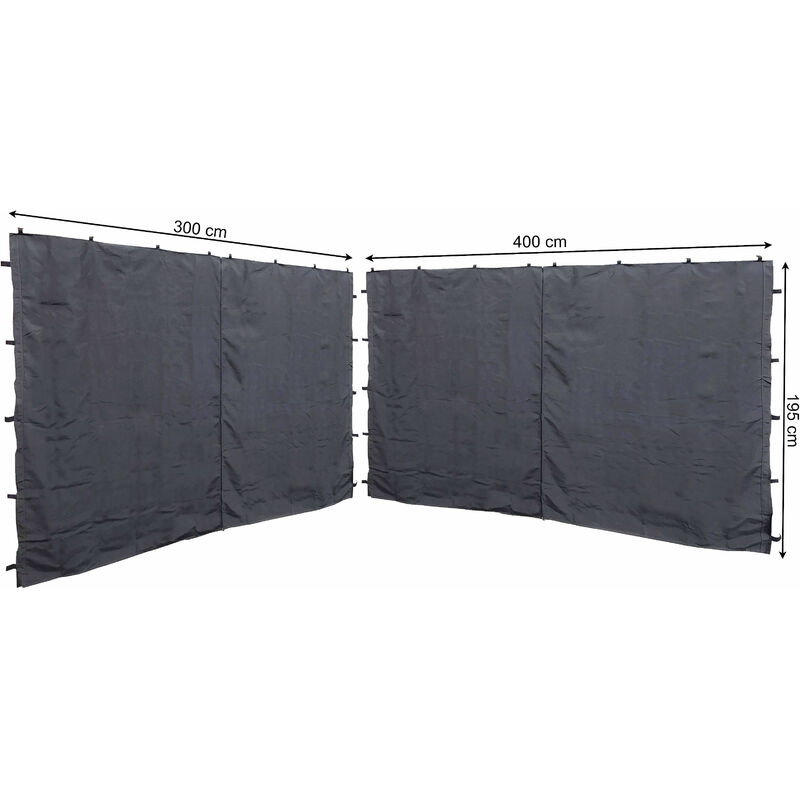 foto del prodotto quick star 2 pannelli laterali con cerniera per gazebo 3x4m padiglione parete laterale antracite ral 7012