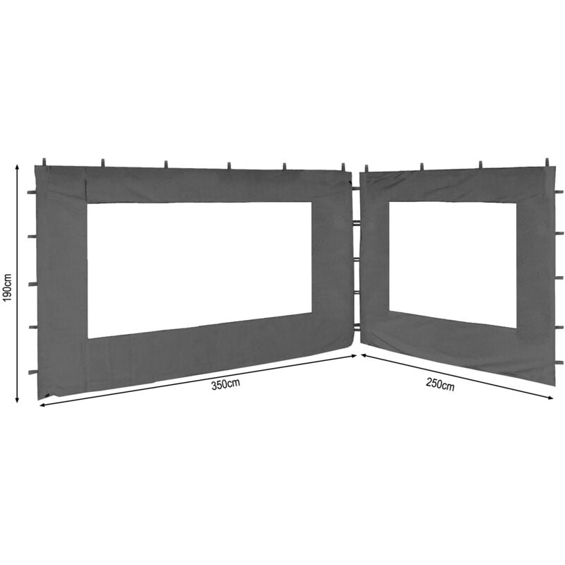 foto del prodotto quick star 2 pannelli laterali con finestrella pe 250 350x190cm grigio per gazebo 3x4m