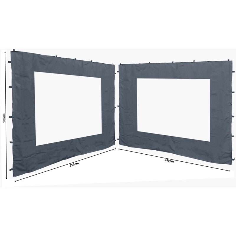 foto del prodotto quick star 2 pannelli laterali con finestrella pe 250x190 cm grigio per gazebo 3x3m