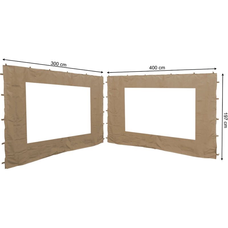 foto del prodotto quick star 2 pannelli laterali con finestrella pe 300 400x195cm beige per gazebo 3x4m