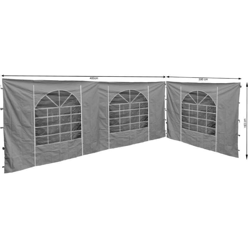 foto del prodotto quick star 2 pannelli laterali con finestrella pe 300x195 400x193cm cm grigio per gazebo sahara 3x4m