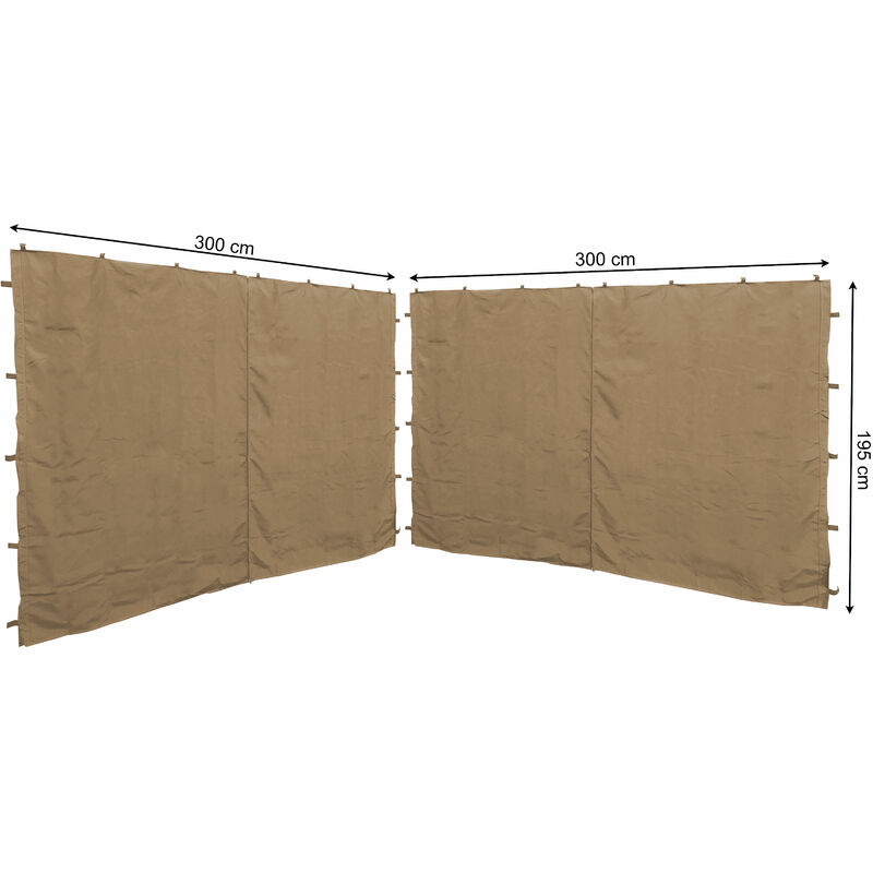 foto del prodotto quick star 2 pannelli laterali con zip 300x195cm per padiglioni 3x3m parete laterale beige ral 1001
