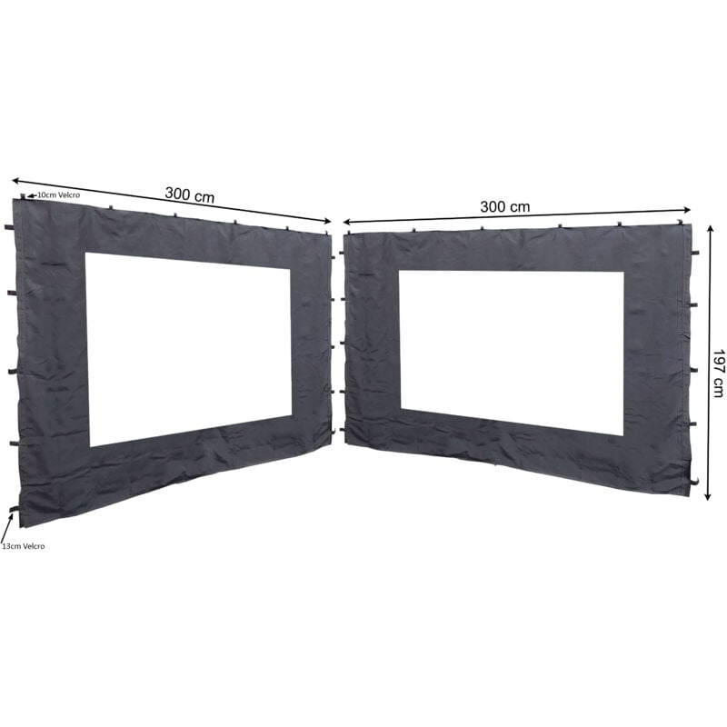 foto del prodotto quick star 2 pareti laterali per gazebo da giardino, 300x197cm parete laterale, anthracite